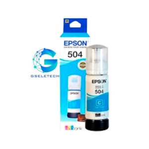 Botella de tinta EPSON T504-AL, color Cyan, contenido 70ml.